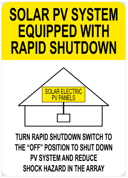 Solar PV system equipped with rapid shutdown with house design - 3.75x5.25 - Yellow/White Background, Vynal