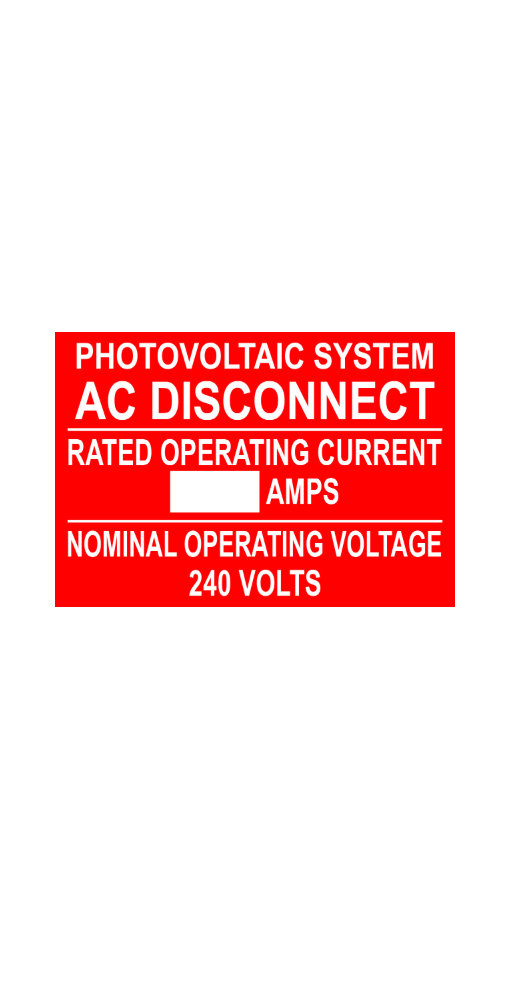3X4 Photovoltaic System AC disconnect PV