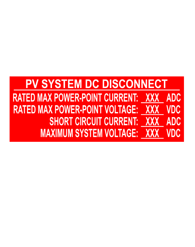 2.25X6 Custom PV System DC Disconnect PV