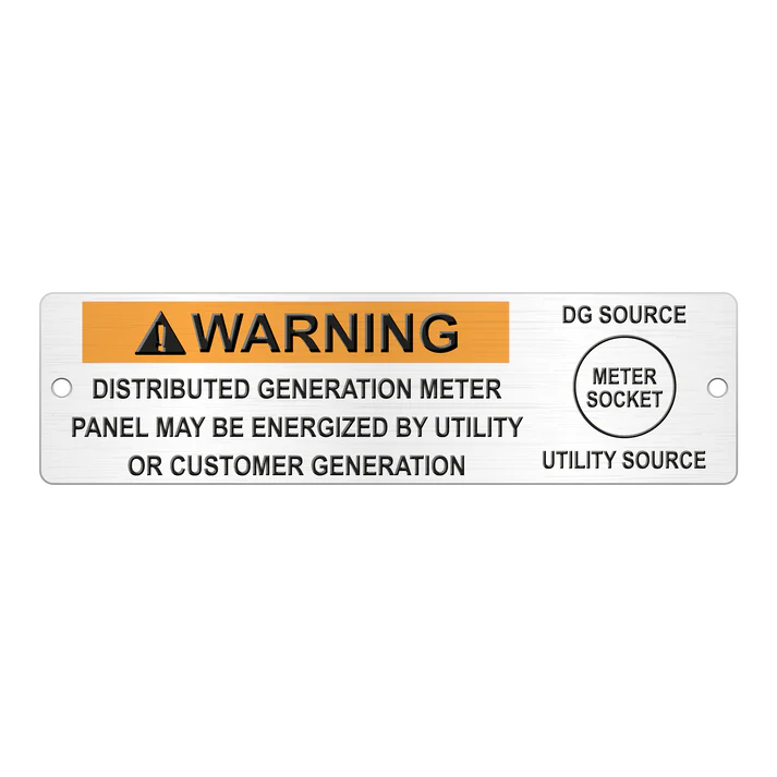 2 x 7 Warning Distributed Generation Meter