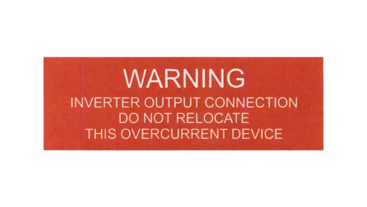 1 x 3 Warning Inverter Output Connection