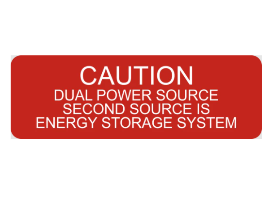 Caution Dual Power Source Second Source Is Energy Storage System, Red/White, Decal