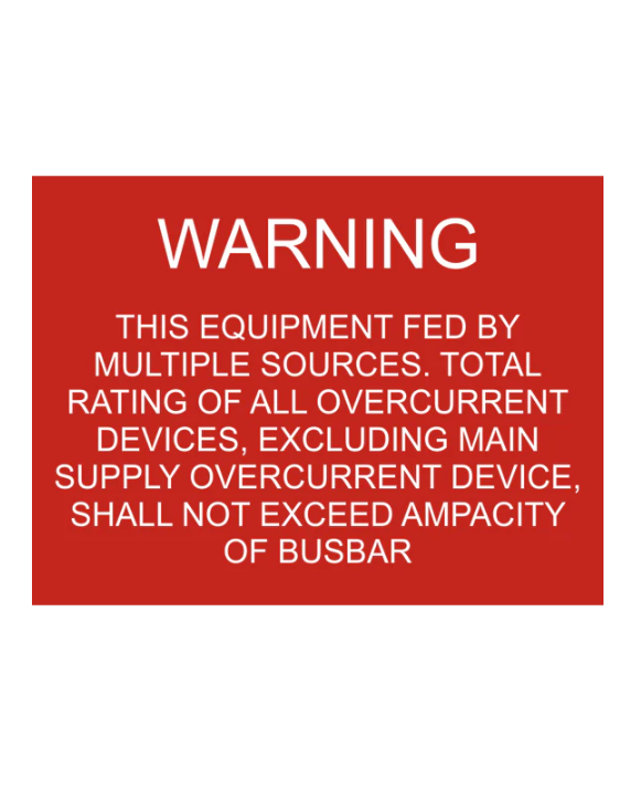 2x3, Warning This Equipment is Fed by Multiple Sources, Red/White, Plastic