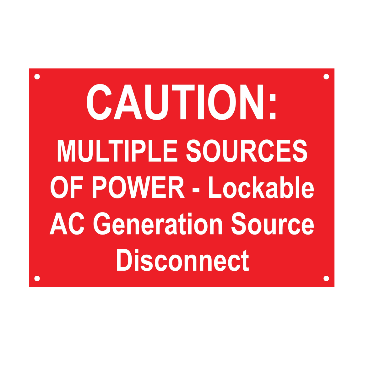 5x7, Caution: Multiple Sources of Power - Lockable AC Generation Source Disconnect