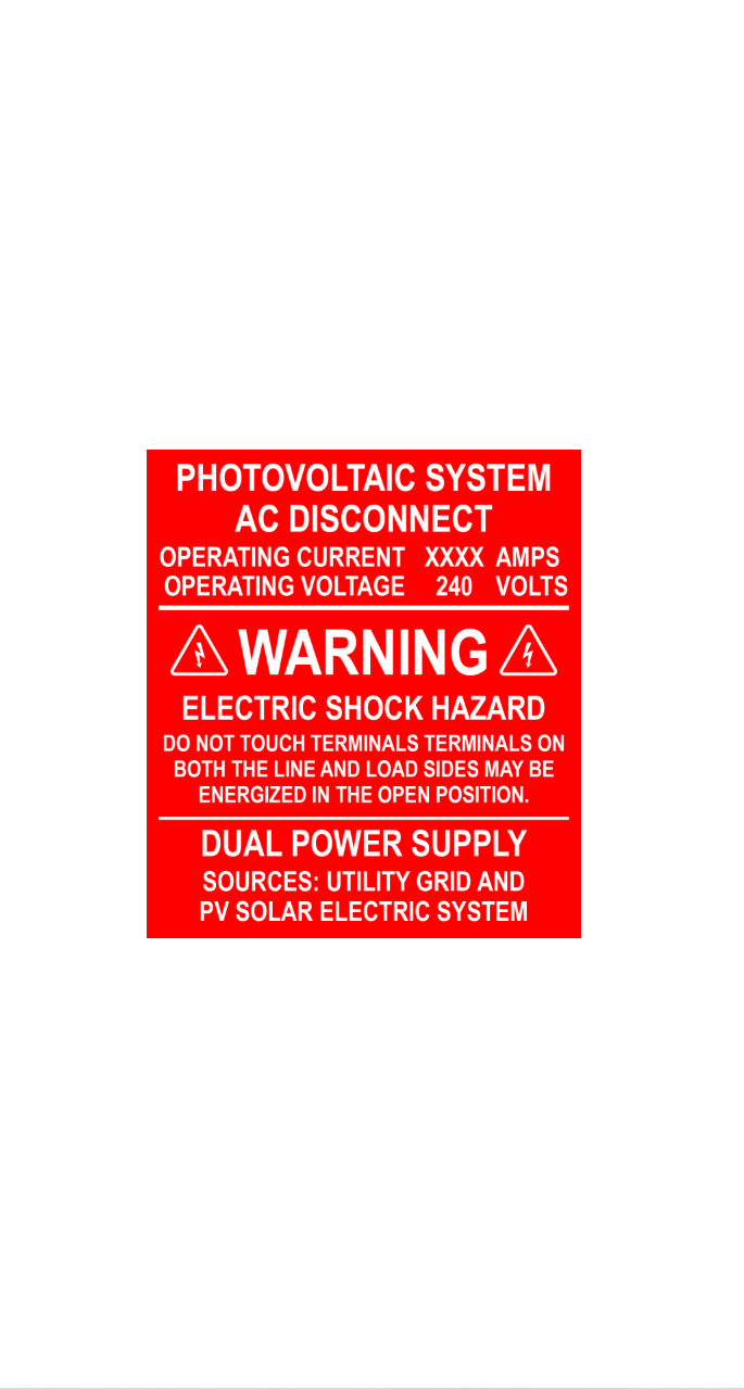4.5X4 Custom Photovoltaic System AC Disconnect PV