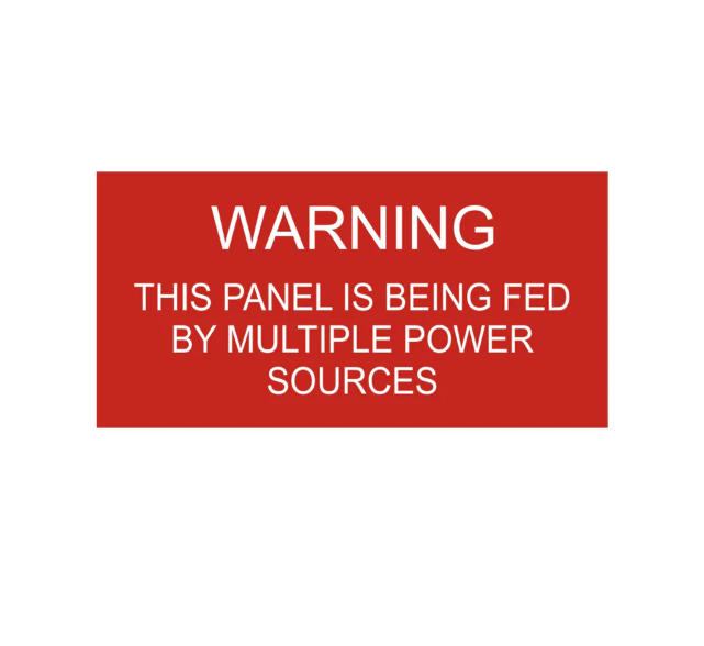 1.5x3, Warning This Panel Is Being Fed PV