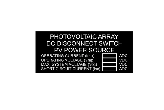 2x3 Photovoltaic Array DC Disconnect Switch PV Power Source with Values, Black Boxes