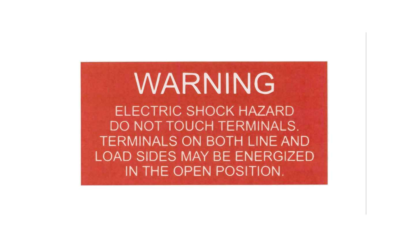 1.5 x 3 Warning Electric Shock Hazard