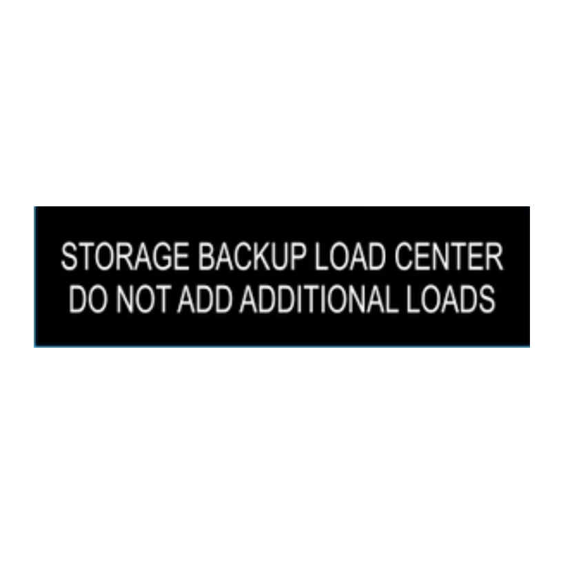 1x3.5 - Storage Backup Load Center Do Not Add Additional Loads, Black/White, Plastic