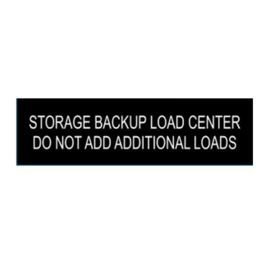 1x3.5 - Storage Backup Load Center Do Not Add Additional Loads, Black/White, Plastic